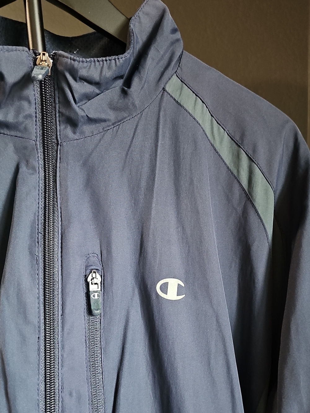 Champion Navy Blue Lightweight Track Jacket with Logo
